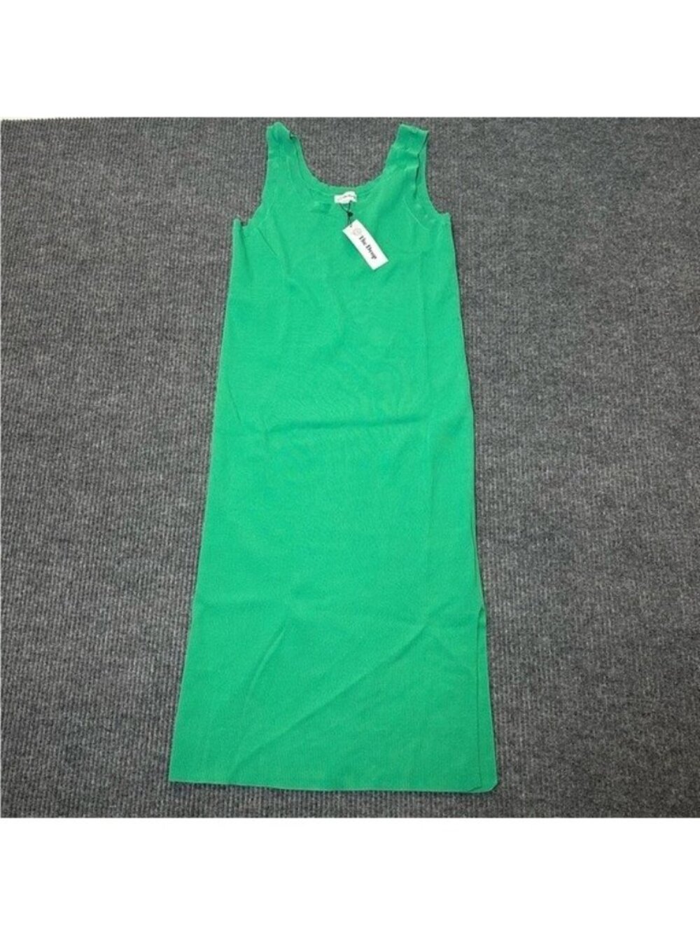 The Drop XL Yasmin Ribbed Midi Tank Dress Sleeveless Stretch Jade Minimalist NWT - Picture 9 of 9